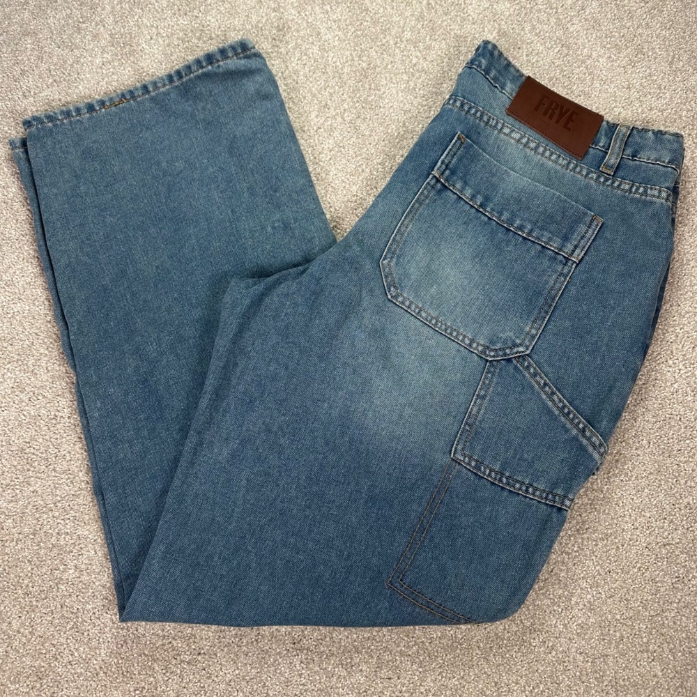 FRYE Women's Carpenter Jeans Size 30 Button Fly Utility Pocket‎ Light Wash